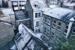 Rooftops dusted with snow