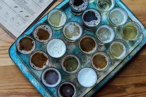 Overhead shot of beer and cider