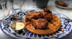 Chicken and waffles from Piggy's Kitchen and Bar in Houston, Texas